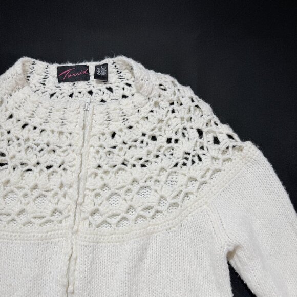 Torrid Women's Knit/Crochet Sweater Size 2 White Cropped - Picture 5 of 9